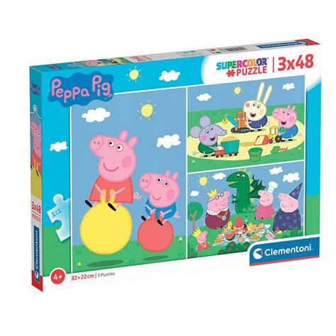 Clementoni Zestaw 3w1 Puzzle dla dzieci SUPERCOLOR ŚWINKA PEPPA Peppa