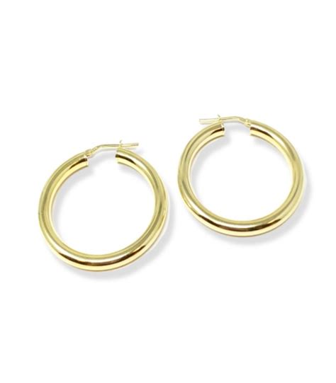 Orecchini A Cerchio Grandi 4mm Donna Raggi Argento 925 Dorato RA 005085