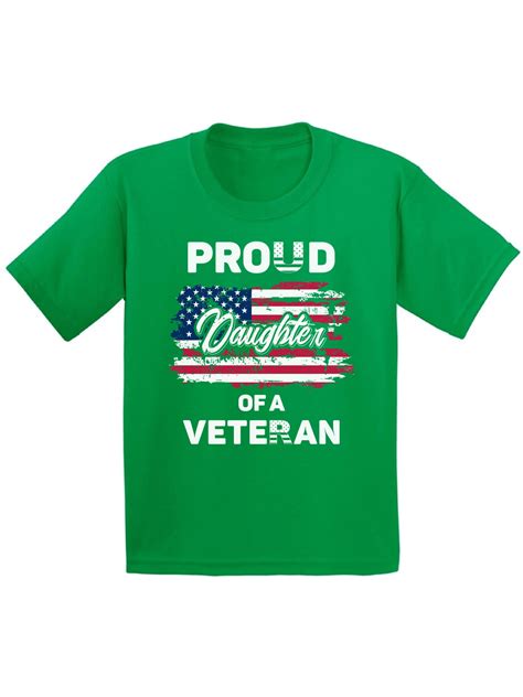 Awkward Styles Proud Daughter Of A Veteran Youth Shirt Independence Day Vintage Usa Flag