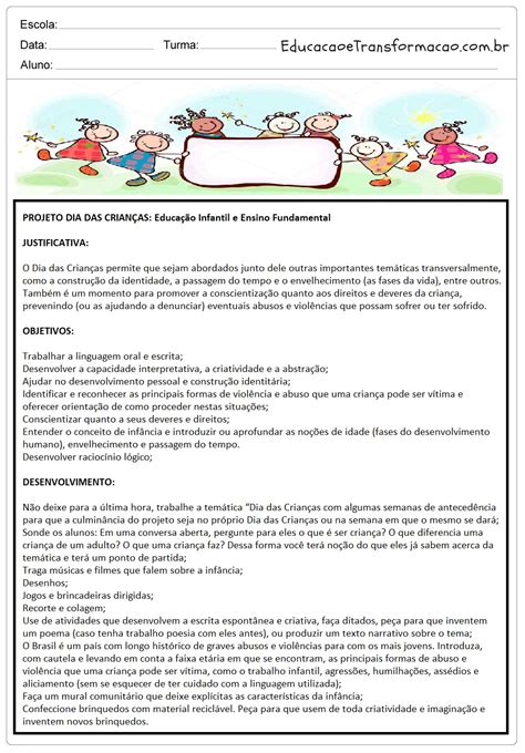 Modelo De Projeto Educação Infantil Braincp