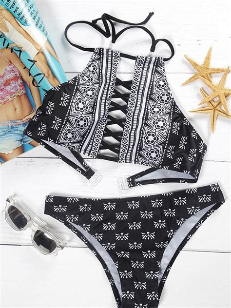 Floral Cutout Halter Bikini Sets Swimsuits Bikinis Swimwear Autumn