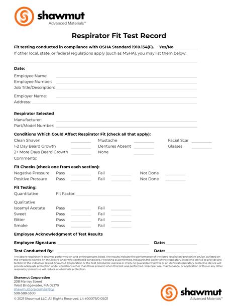 N Respirator Fit Test Kit Shawmut Corporation