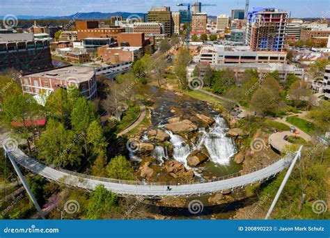 Suspension Bridge Over Reedy River Falls Greenville South Carolina