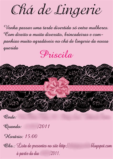 Wi e Marlus Inspirações convite para o chá lingerie