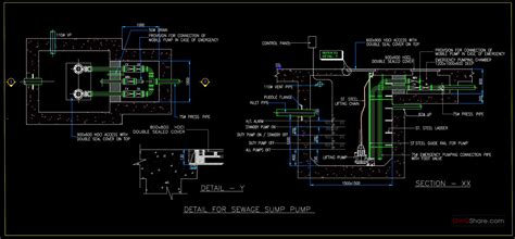 81.Free Download of Sewage Sump Pump Section Details CAD Drawing DWG ...