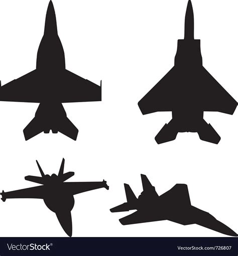 Jet fighter silhouettes Royalty Free Vector Image