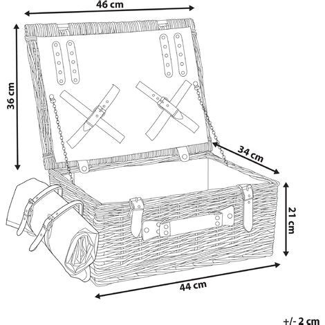 Picknickkorb für 4 Personen aus braunem Rattan mit Besteck Tellern