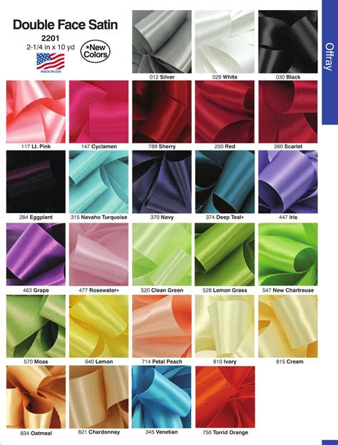 Offray Double Face Satin Ribbon Colours