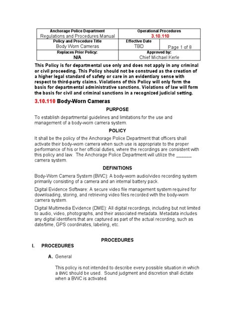 Apd Body Worn Camera Policy Pdf Police Prosecutor