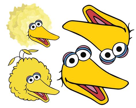 Printable Big Bird PomPom Face Template | Big bird sesame street, Big ...