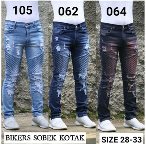 Jual Celana Jeans Biker Sobek Kotak Celana Panjang Ria Terbaru Di Lapak