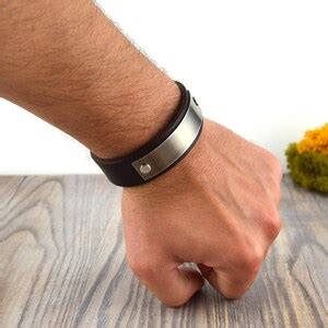 Sound Wave Bracelet Music Soundwave Brown Leather Steel Cuff Men