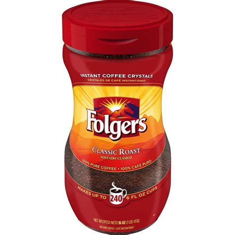 Folgers Classic Roast Instant Coffee Crystals Ounce Jar Walmart