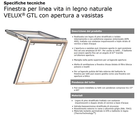 Finestra Per Linea Vita In Legno Naturale Velux Gtl Maffei Sistemi