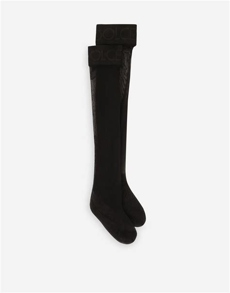 Hold Up Stockings With Branded Elastic In Black Für Damen Dolceandgabbana®