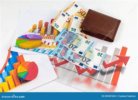 20 And 50 Euro Banknotes With Charts And Portfolios Stock Image Image