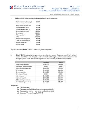 Cost Acct Chp Cost Accounting Chapters Through Summary With