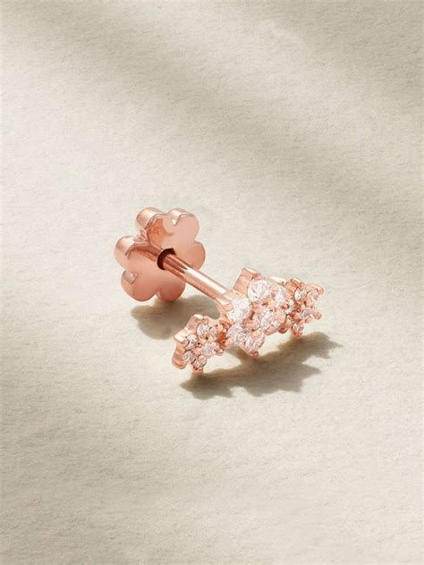 MARIA TASH Flower Garland 18 Karat Rose Gold Diamond Earring NET A PORTER