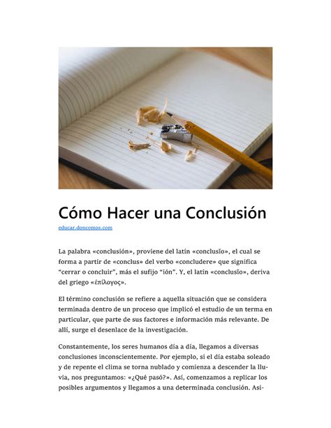 Art Culo C Mo Redactar Conclusiones C Mo Hacer Una Conclusi N La