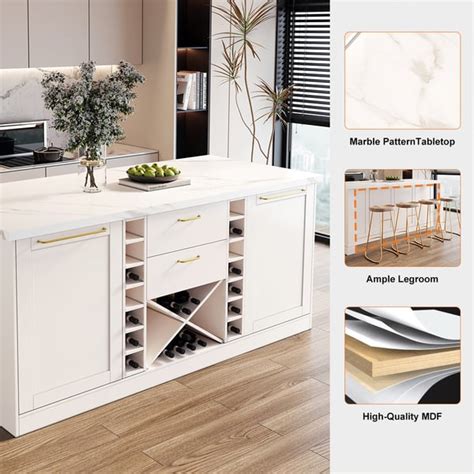 1830 mm weißer Küchenschrank mit Marmormuster von Kitchen Island mit