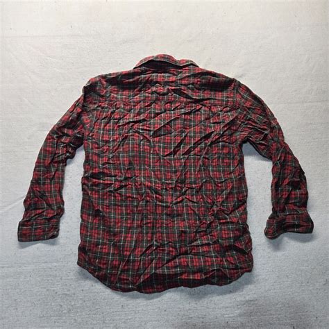 Faded Glory Flannel Shirt Red Plaid Button Up Pocket Long Sleeve Mens