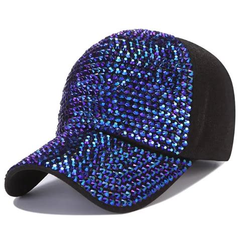 Seioum Fashion Women S Rhinestone Hats Luxury Female Baseball Cap Bling