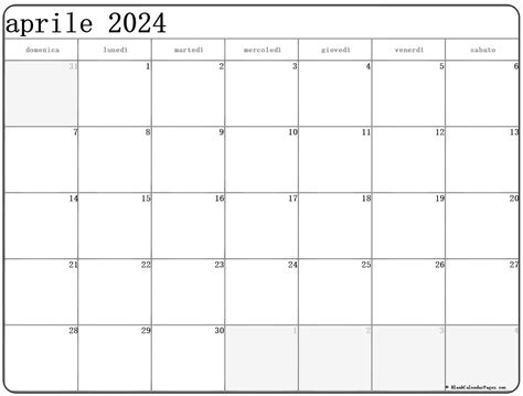 Aprile Calendario Gratis Italiano Calendario Aprile