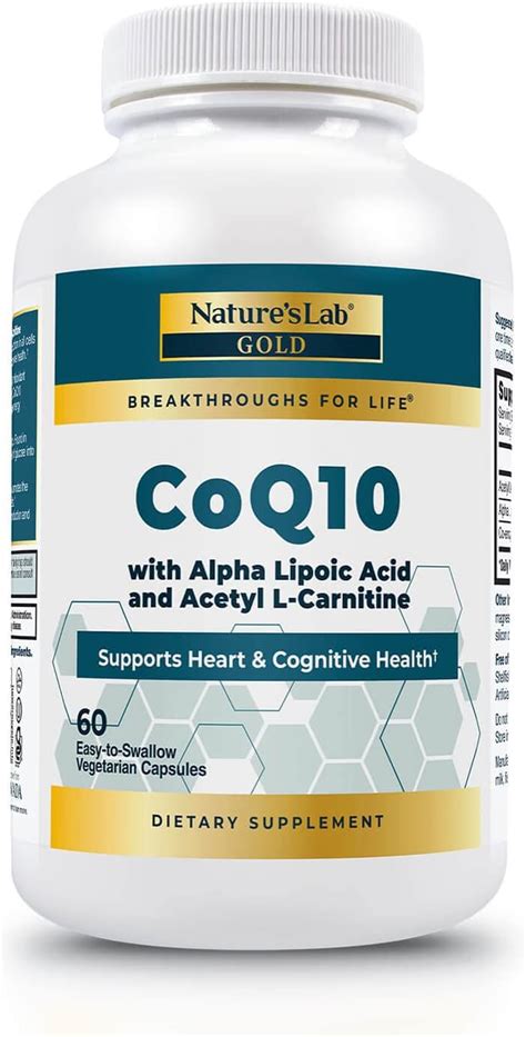 Natures Lab CoQ10 ácido alfa lipoico acetil L carnitina HCl Apoya la