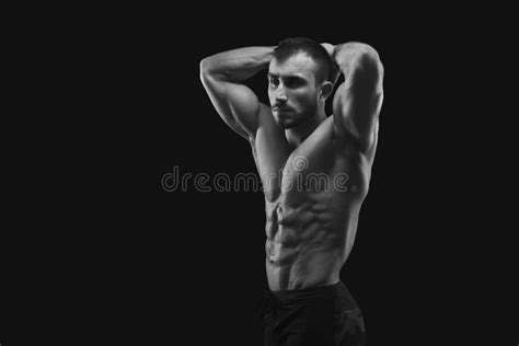 Strong Athletic Man Showes Naked Muscular Body Stock Image Image Of