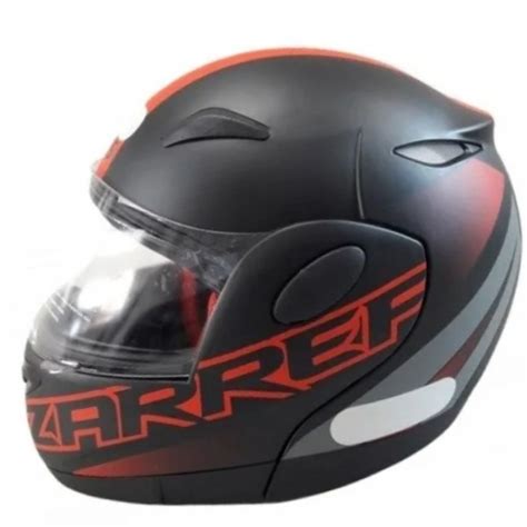 Capacete Taurus Articulado Zarref New Neon Preto Fosco Vermelho