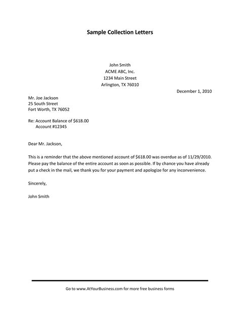 Collections Letter Template