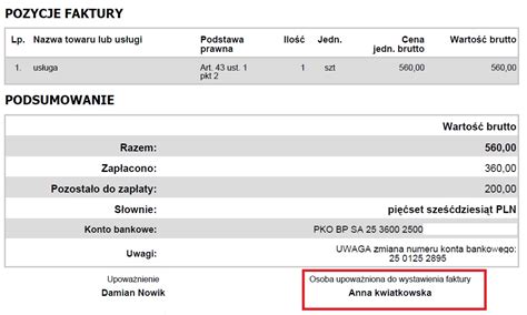 Faktura do sprzedaży krajowej u nieVATowca Pomoc serwisu ifirma pl