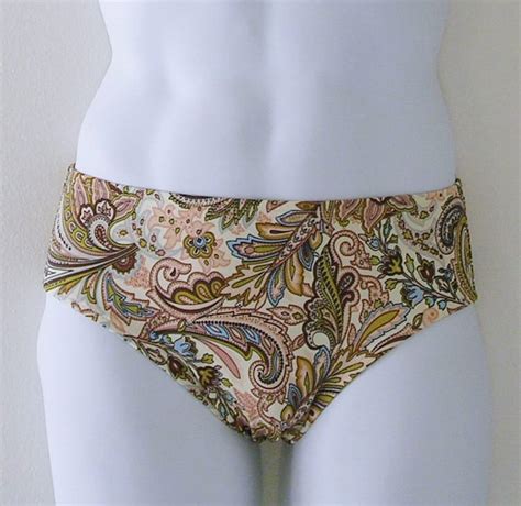 Mens Swim Brief Swimsuit In Nude And Brown Regency Paisley Etsy