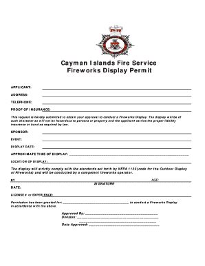 Fillable Online Cifs Gov Cayman Islands Fire Service Fireworks Display