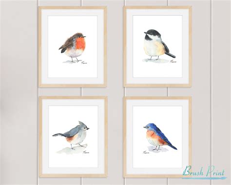 Set of 4 Bird Prints Watercolor Birds Downloadable Prints | Etsy