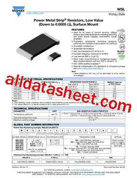 WSL25123L000FTB Datasheet PDF Vishay Siliconix