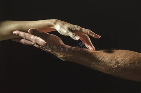 Reaching Touching Couple Hands Reach Hand Sensual Touch Fingers Two