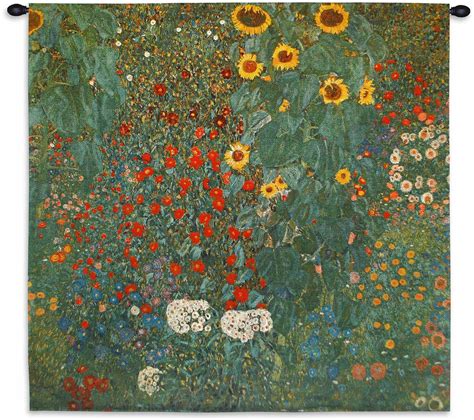 Gustav Klimt Farm Garden W Sunflowers Tapestry Art Home