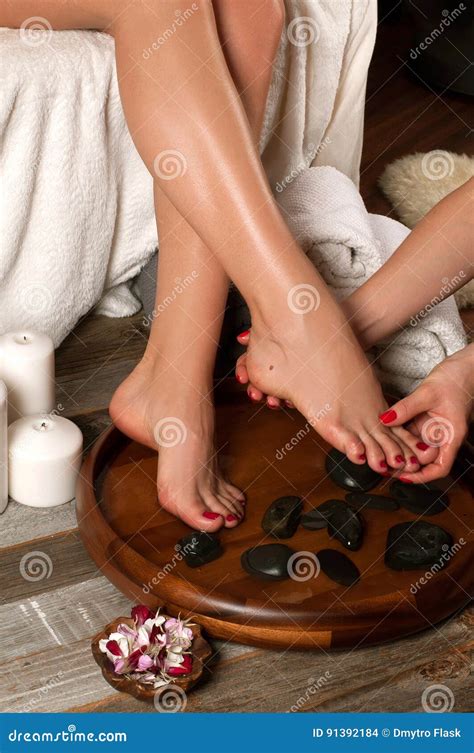 Female Feet In Spa Salon Pedicure Procedure Royalty Free Stock Image