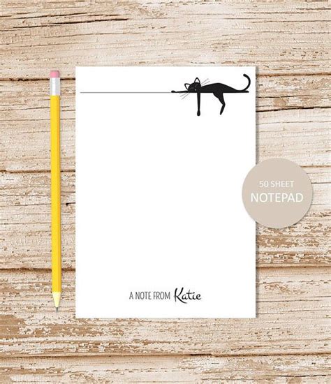 Personalized Notepad SLEEPING BLACK CAT Notepad Cat Note Etsy