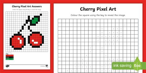 FREE Cherry Pixel Art Template Hecho Por Educadores