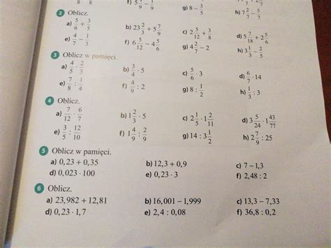 Zadania 4 5 6 Ulamki zwykle i dziesiętnie dodawanie odejmowanie