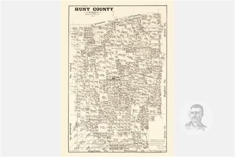 Hunt County Texas Map 1879 Old Map of Hunt County Texas Art - Etsy ...