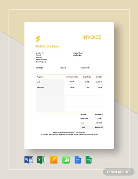 Real Estate Invoice Examples Format Pdf