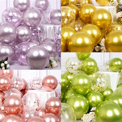 D Pcs Inch Chrome Metallic Confetti Latex Balloons Birthday