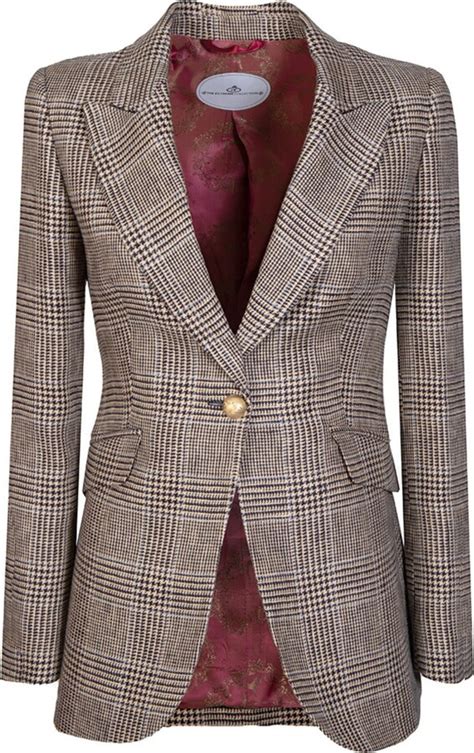 The Extreme Collection Beige Prince Of Wales Blazer Dublin Shopstyle