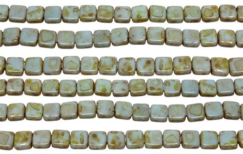 Czechmates® 6mm 2 Hole Tile Opaque Pale Turquoise Picasso Bead World