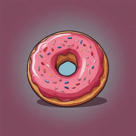 Pink Delight A Digital Illustration Of A Sprinkled Donut Premium AI