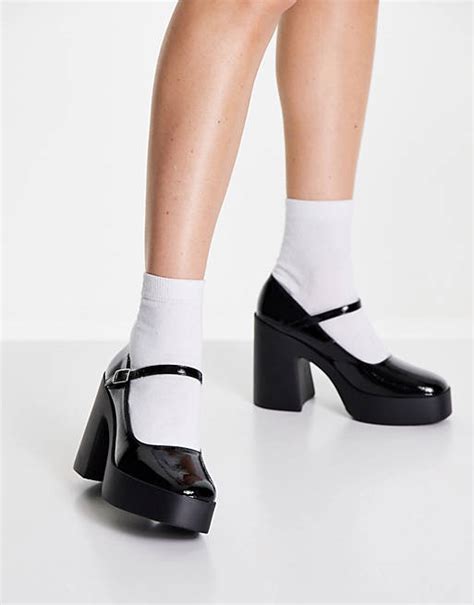 Asos Design Penny Mary Jane Schuhe In Schwarz Mit Absatz