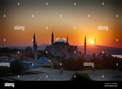 Hagia Sophia View At Sunrise In Istanbul Turkey Stock Photo Alamy